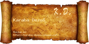 Karaba Dezső névjegykártya